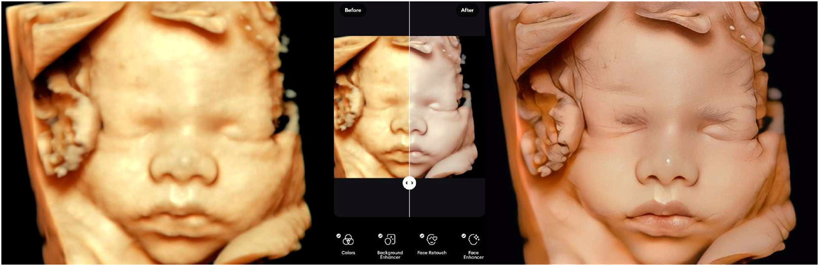 This illustration explains how a conventional image data with an AI touch is transformed to appear sharper.